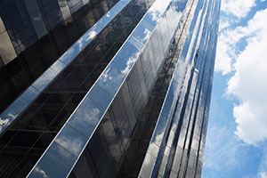 a view of a tall building